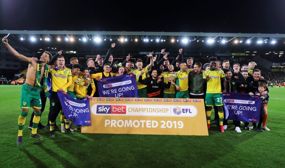  Norwich celebrated promotion to the Premier League after their win on Saturday