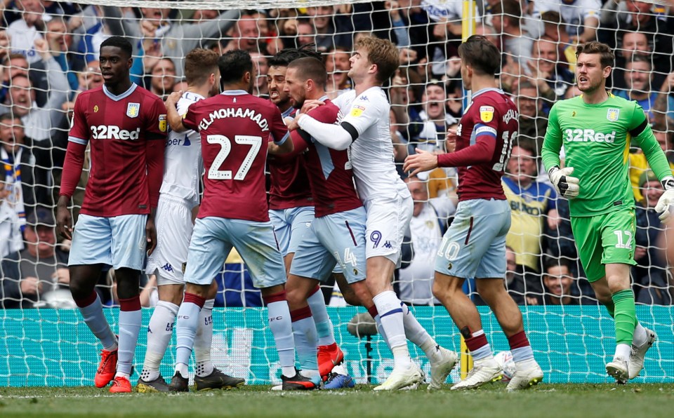 A huge brawl erupted during Leeds vs Aston Villa over a controversial goal