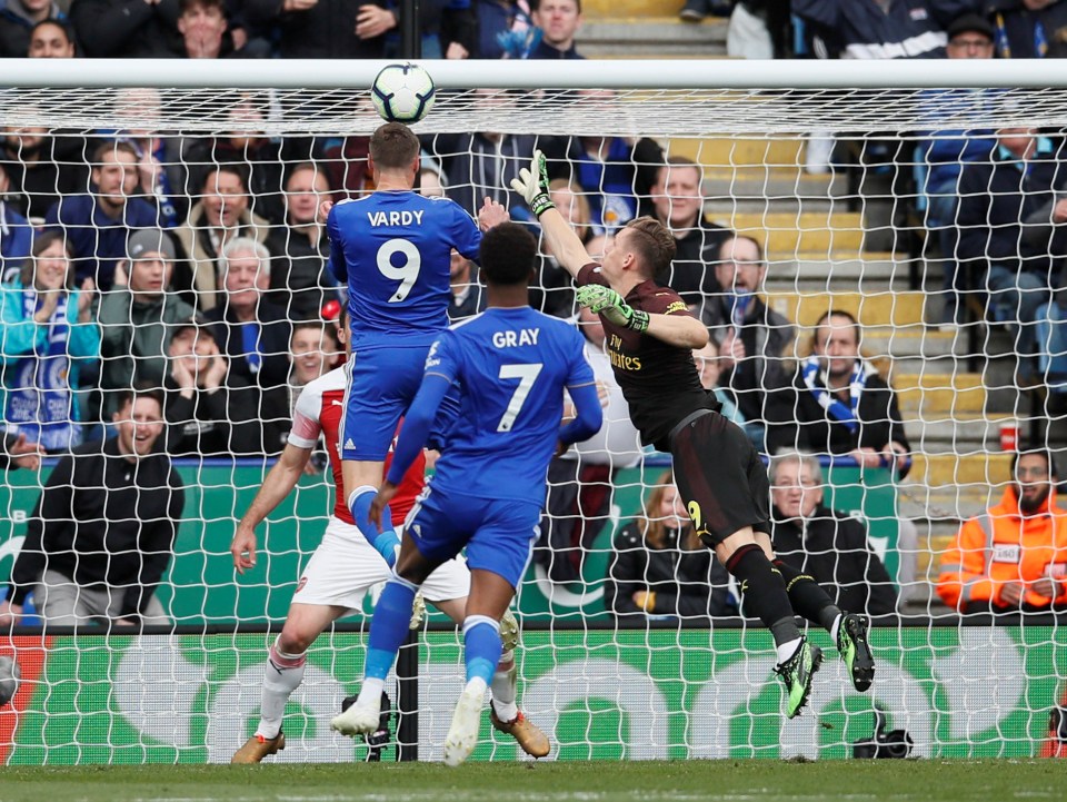  Jamie Vardy sealed the win when he headed in after his initial shot came back off the bar