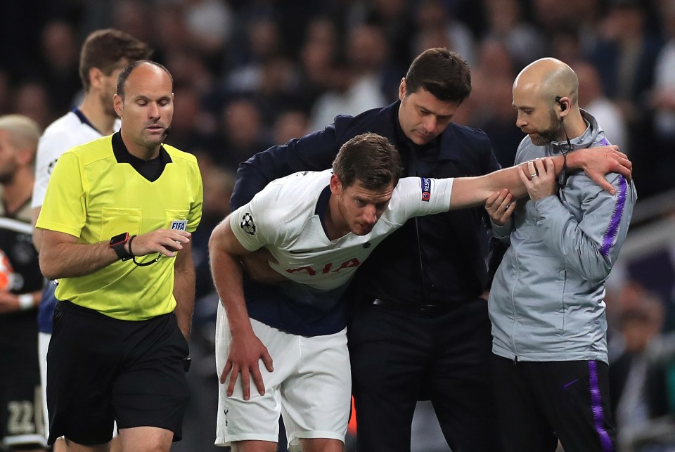  The Belgian defender tried to carry on after giving the referee the green light but had to go off again and almost collapsed