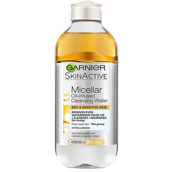  Garnier Micellar Oil-Infused Cleansing Water, £6.99, will dissolve even the most stubborn mascaras super-quickly