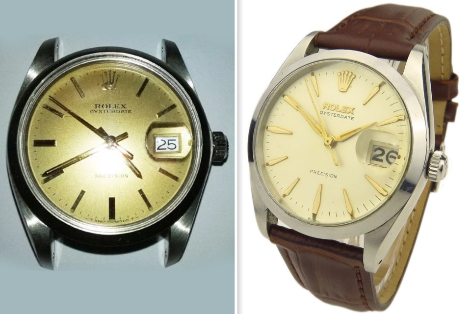  On the left is the fake Rolex watch Chris Strutt unwittingly bought on eBay compared to the real deal on the right