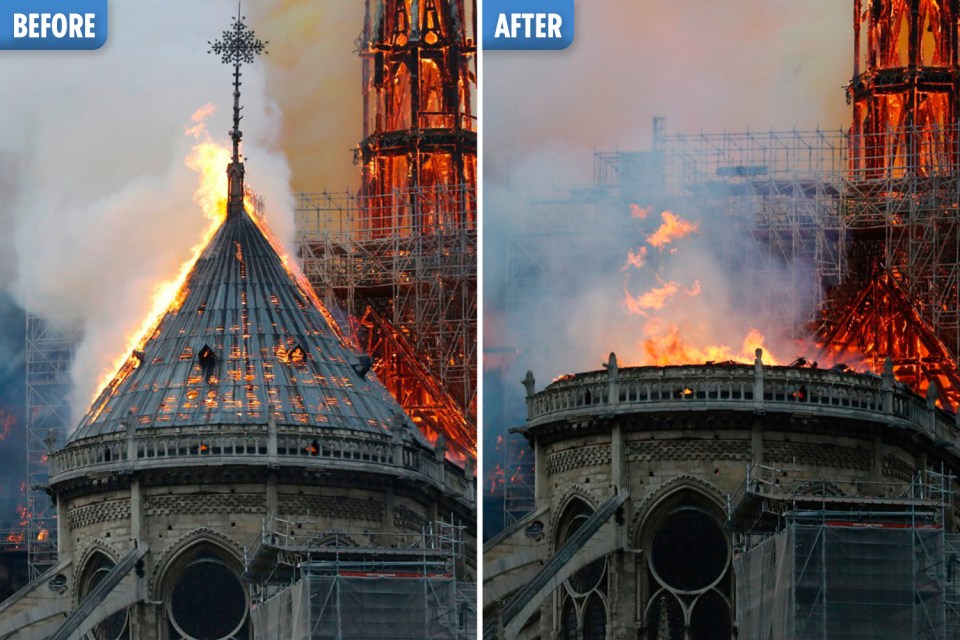 Pictures show that a turret on the cathedral has collapsed