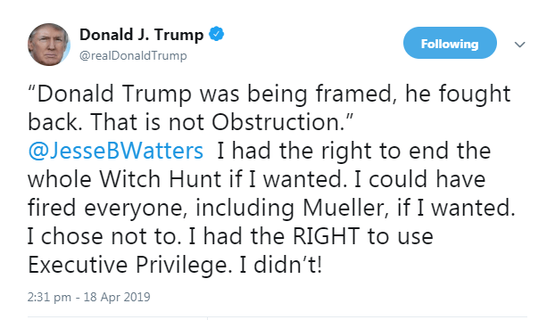  Trump has hit back after the bombshell Mueller report