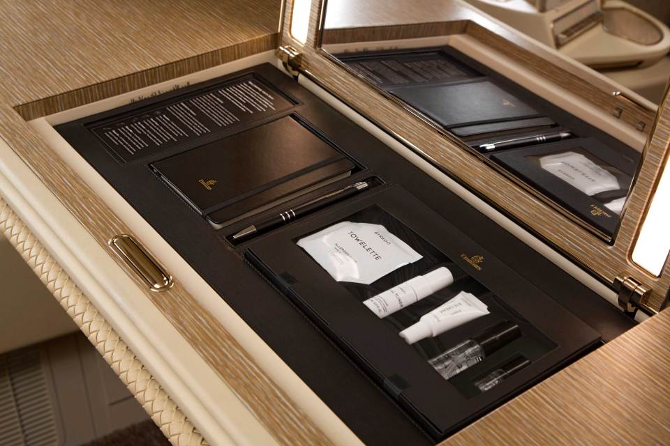  On-board amenities include an exclusive range of Byredo products