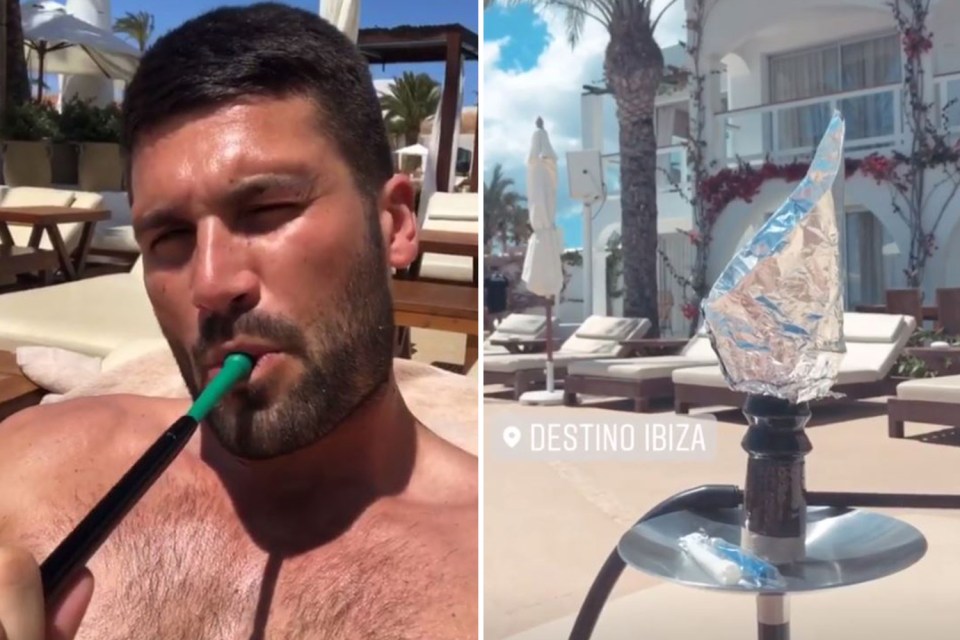 Dan is on holiday in Ibiza smoking a shisha – while Amber posted the same pic