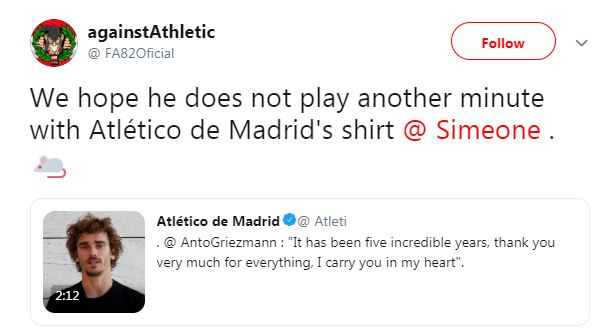  Fans were not happy with Antoine Griezmann's announcement on Twitter