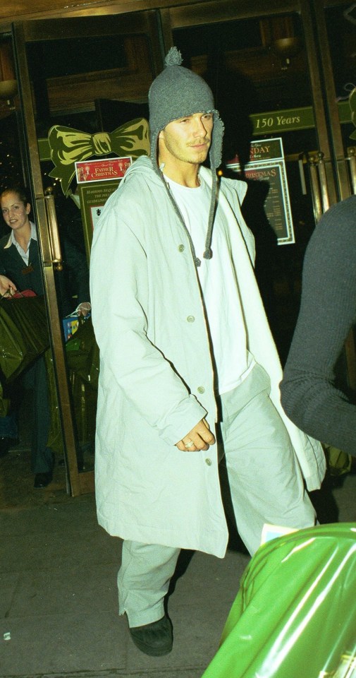 Becks pictured leaving Harrods in London in 1999