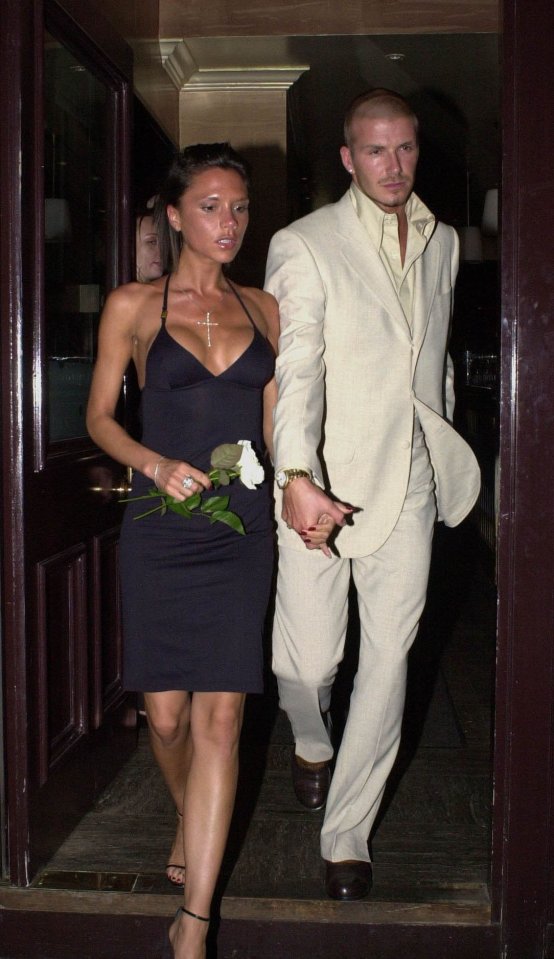  David Beckham seems to be a fan of the white tux after wearing it on a night out to celebrate his wedding anniversary in 2001