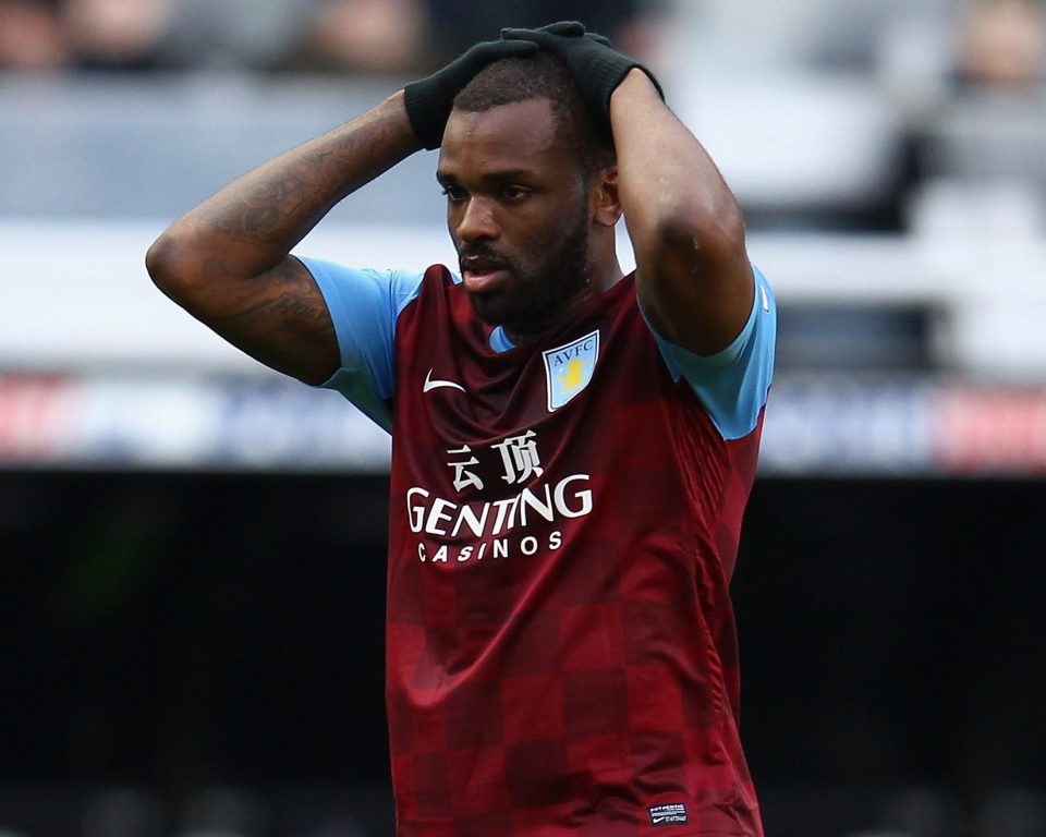  This was a familiar sight for Darren Bent during his time at Villa Park before he was sold to Derby in 2015