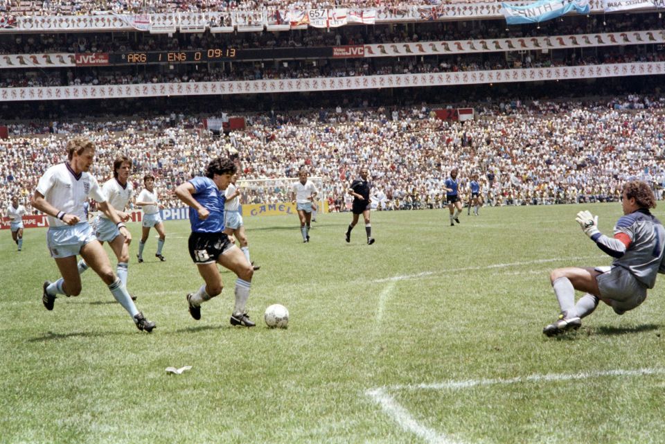  1986: Maradona captains Argentina to World Cup glory in Mexico. In the quarter-final he scores the “Hand of God” cheat goal against England before sealing the win with the “Goal of the Century”, a sublime run and finish