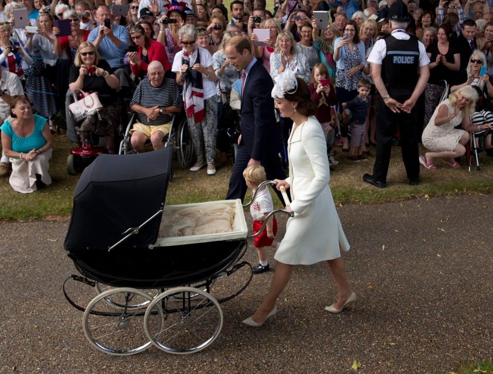  Kate pushed Princess Charlotte to her christening in a vintage pram the Queen used for two of her own children