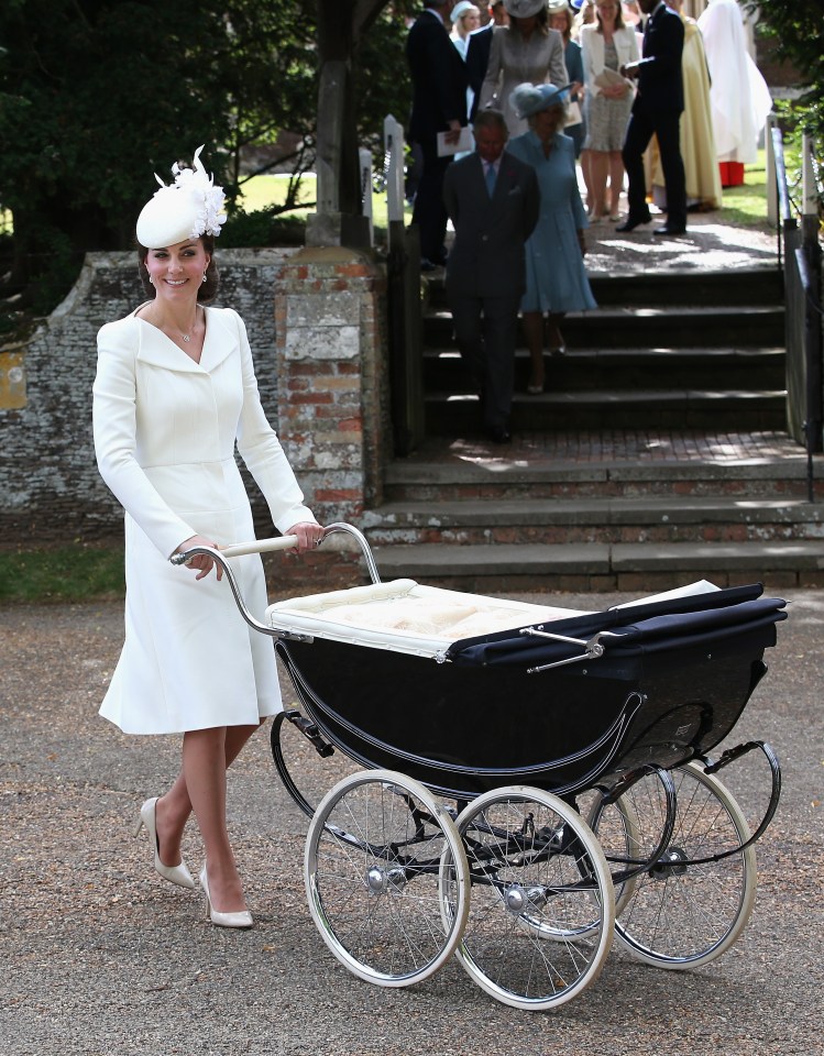  Kate pushing Princess Charlotte in a Silver Cross pram