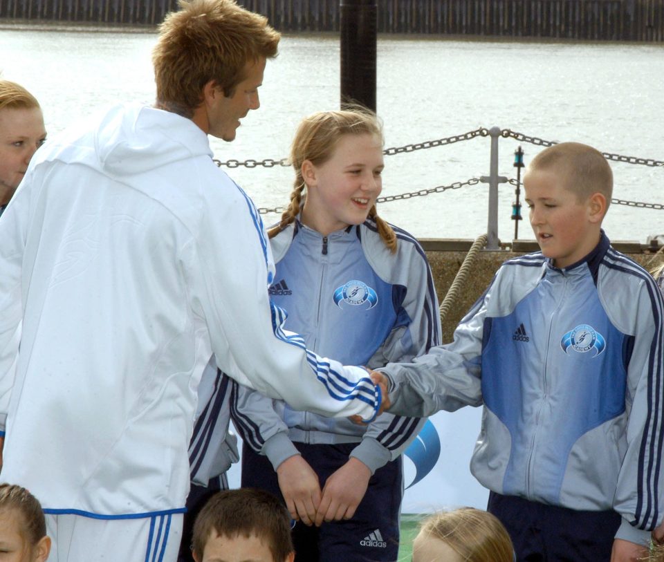  Kane (right) and Kate (centre) went to school together - and met David Beckham as teenagers