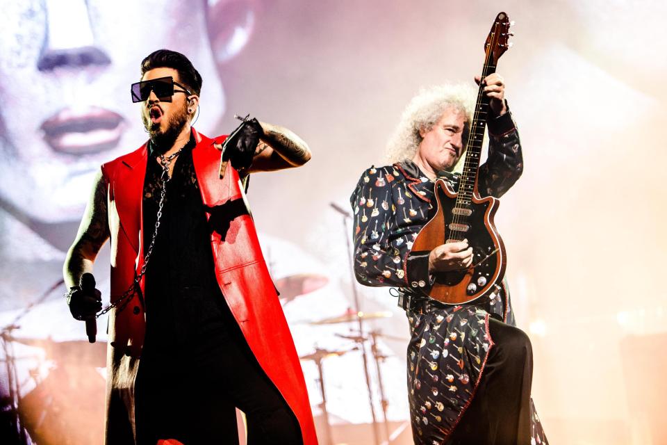  New Queen frontman Adam Lambert on stage with legend Brian May