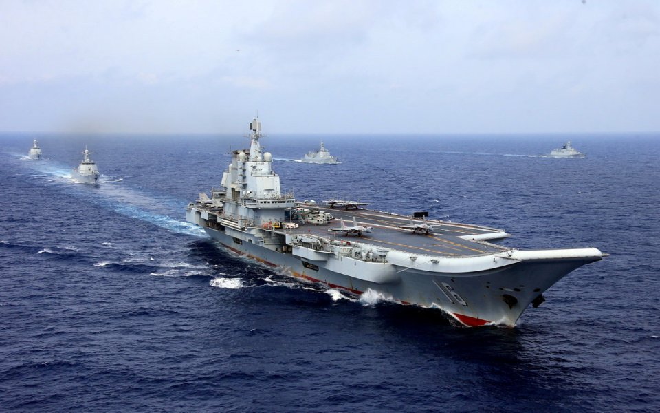  China's only aircraft carrier Liaoning takes part in a military drill of the Chinese People's Liberation Army