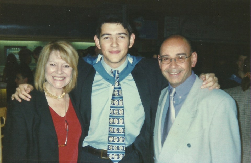  James with his parents at his graduation