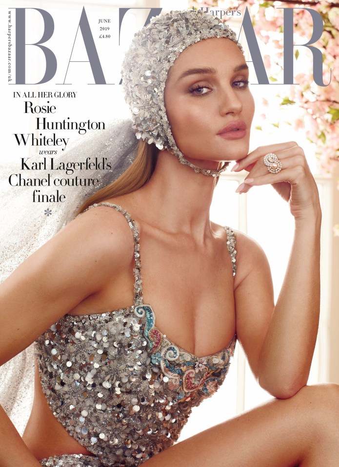  Rosie Huntingdon-Whiteley on the cover of Bazaar