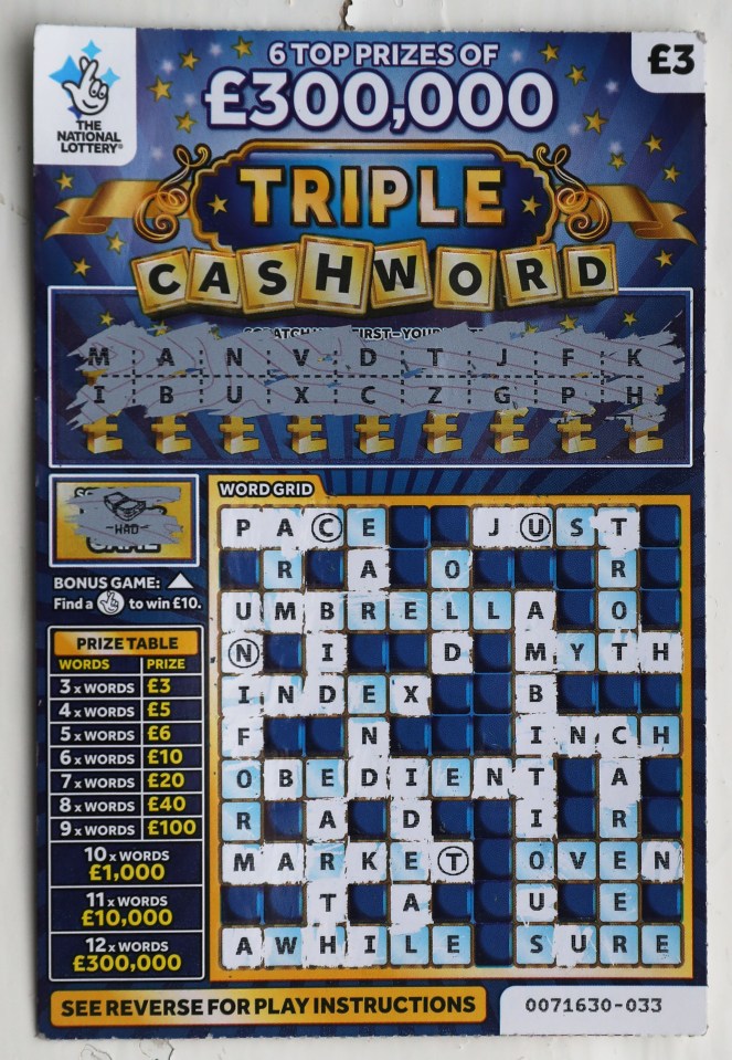  Cath plans to frame the £3 Triple Cashword game on her wall