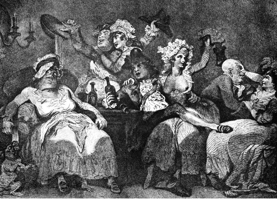  A drunken night in a brothel is depicted on one page of the book