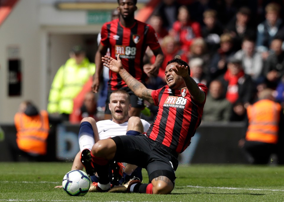  Eric Dier escaped a second yellow card for this challenge of Josh King