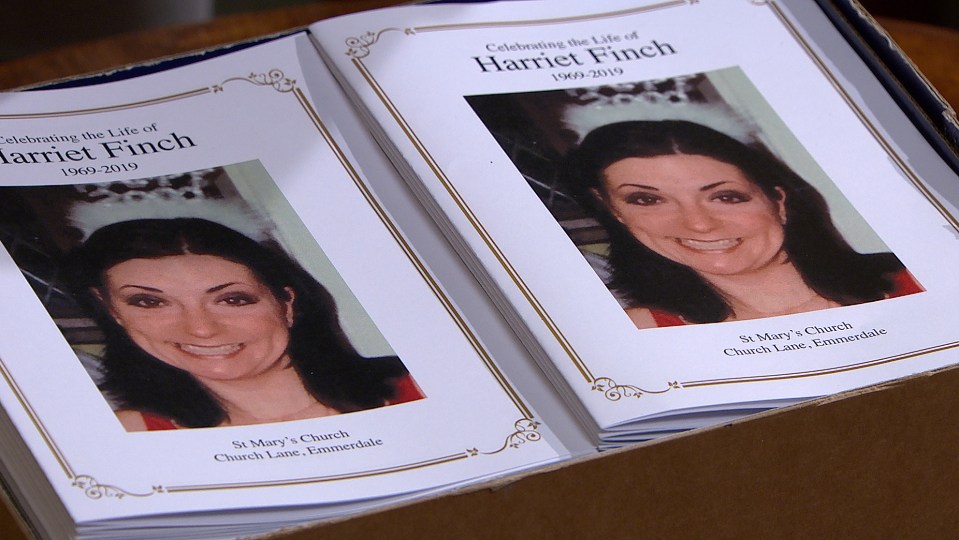  She finds Will’s left a box of service leaflets to celebrate Harriet’s life