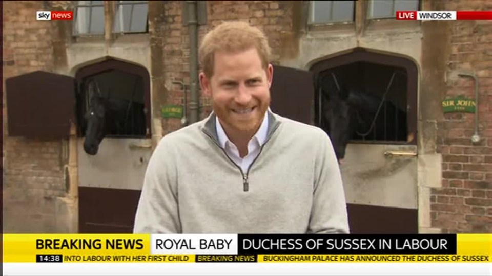 Prince Harry said he was ‘incredibly proud’ of his wife and that both were ‘very healthy’