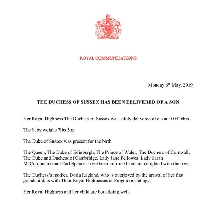  The royal baby was born at 5.26am on Monday morning, it was announced