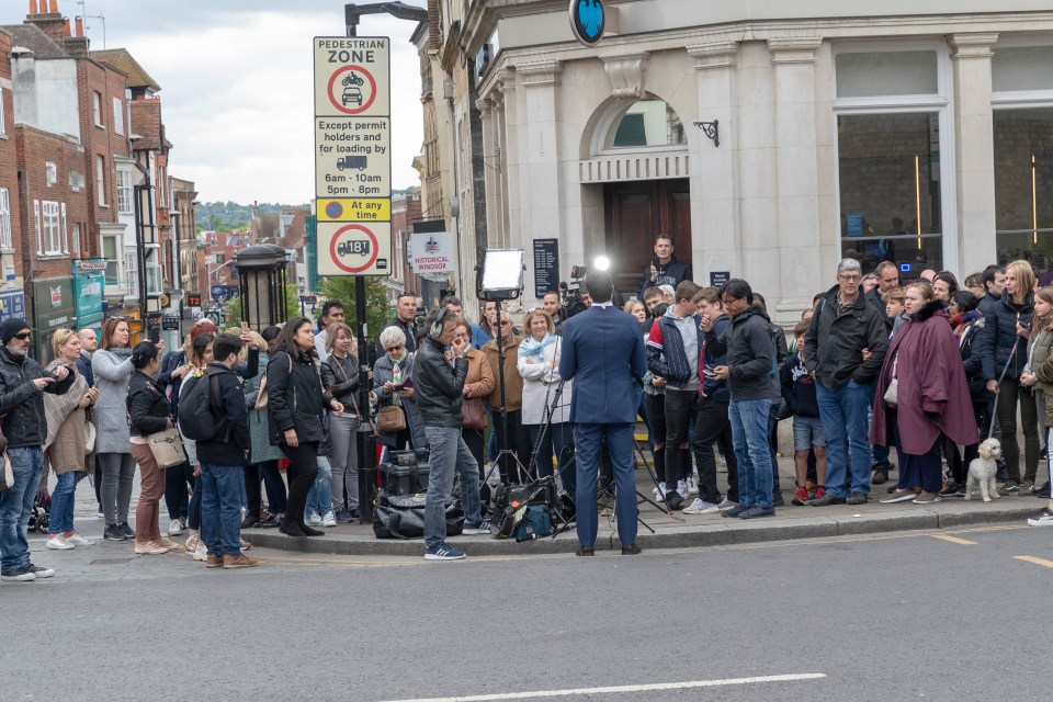  People gather in Windsor as news of the new royal baby was announced today