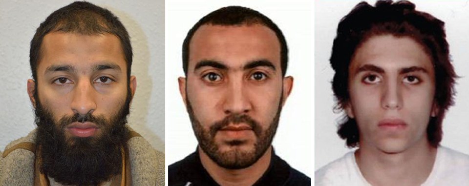  London Bridge terrorists (left to right) Khuram Shazad Butt, Rachid Redouane and Youssef Zaghba