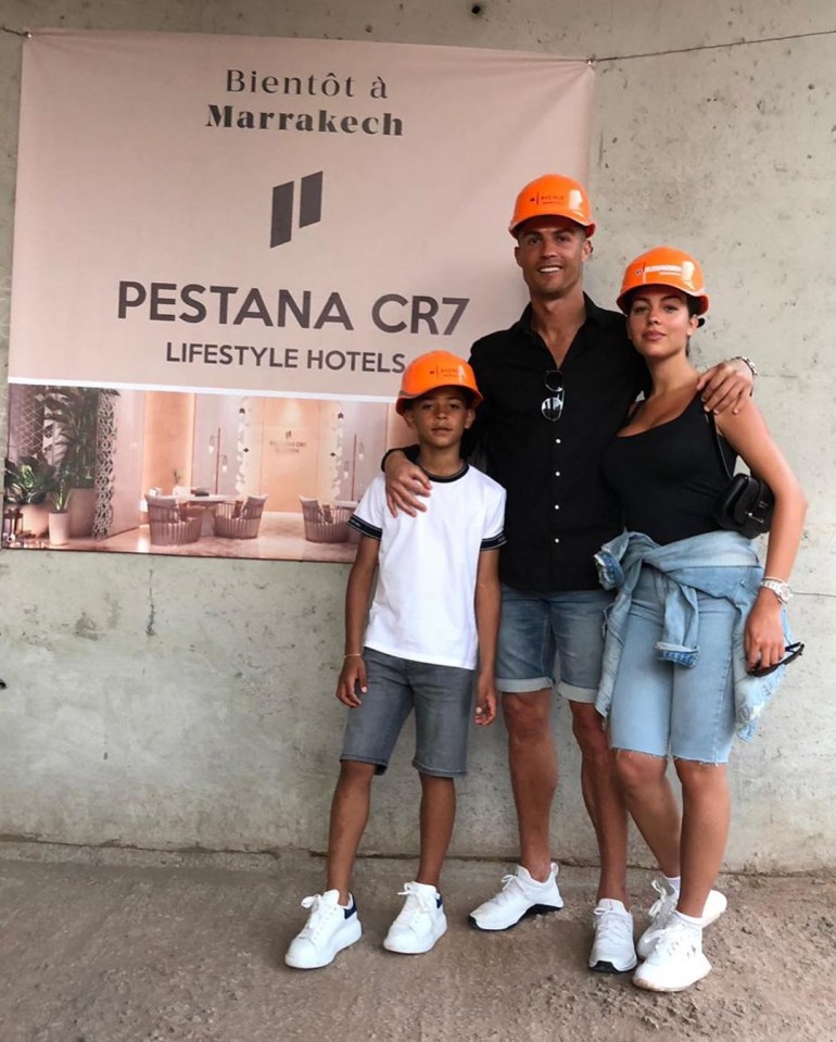  Cristiano Ronaldo and his family all wore hard hats as they visited his new hotel