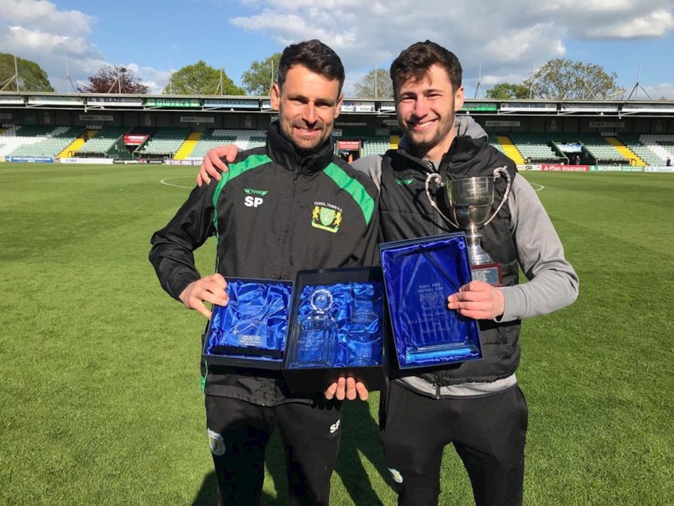  Chelsea loanee Nathan Baxter (right) was named Yeovil Town's Player of the Year