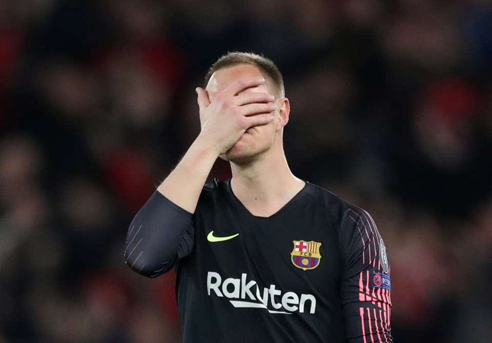  Marc-Andre ter Stegen shipped four goals as Barca were dumped out of the Champions League semis