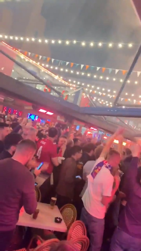  Booze-fuelled fans chanted in celebration for hours after the game ended