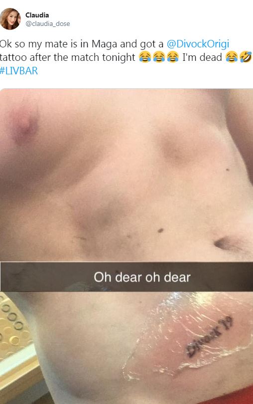  One fan celebrated the win by getting 'Divock' inked on his stomach in Magaluf