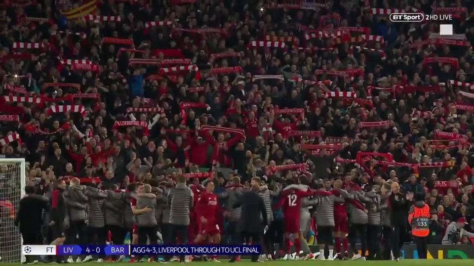  All the Liverpool players and staff celebrated in front of the Kop - except Jordan Henderson