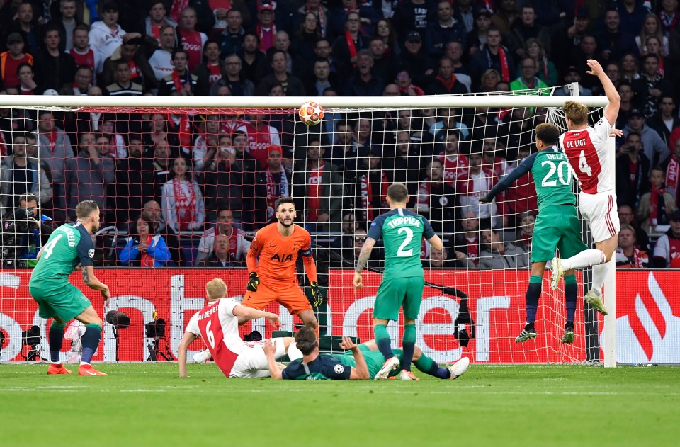  Spurs defenders could only watch after De Ligt escaped marker Kieran Trippier for the opener