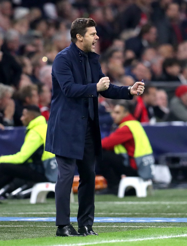  Spurs boss Mauricio Pochettino celebrates his side getting back in the tie after Moura's second