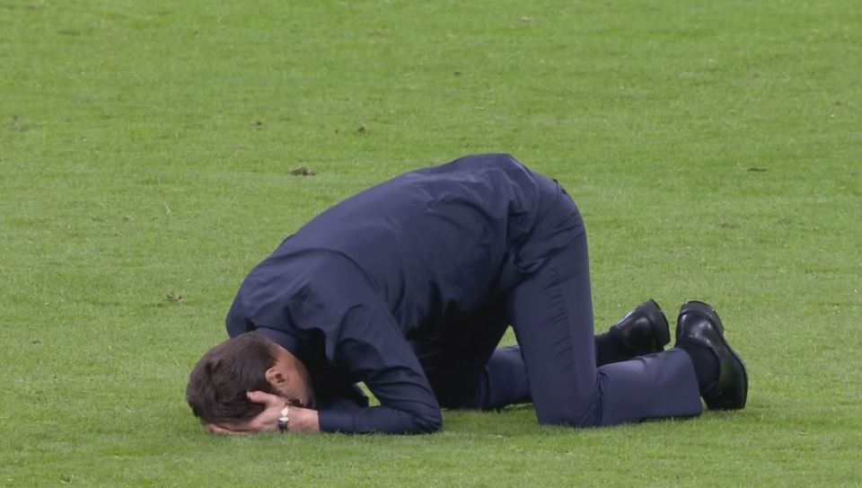  Tottenham boss Mauricio Pochettino was left in tears of joy on the pitch at full-time