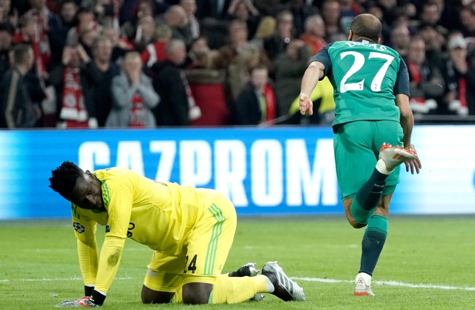  Lucas Moura completed his hat-trick after Andre Onana's time-wasting attempt