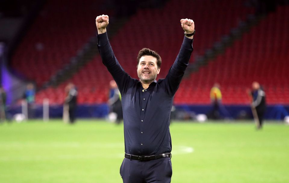  The Spurs boss raised his arms as he celebrated with the Tottenham fans