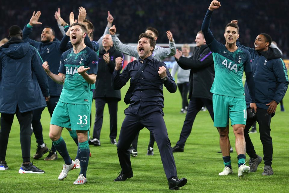  Spurs players celebrated their mammoth win over Ajax in style