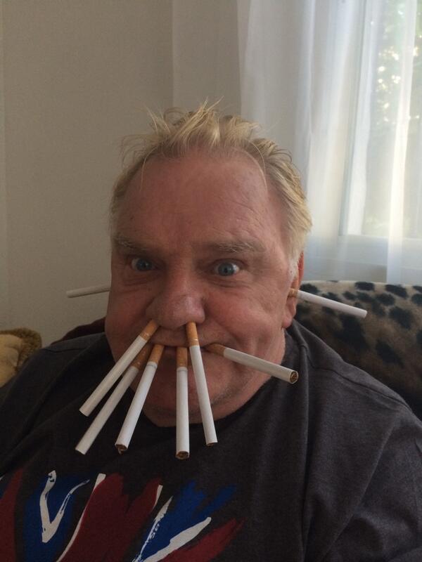 Funnyman Freddie posted a wacky picture on Facebook with cigarettes in his mouth, nose and ears