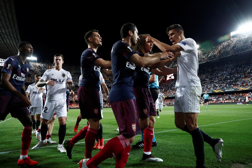 Footage seemed to show the Arsenal man on the receiving end of a jab to the throat by Valencia defender Gabriel