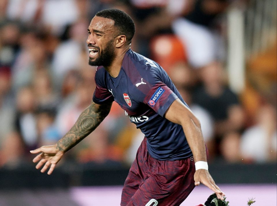  Lacazette celebrated firing Arsenal into the Europa League final last Thursday