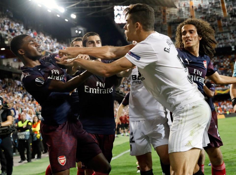 Ainsley Maitland-Niles came to heated blows with Valencia defender Gabriel Paulista in the Europa League semi-final