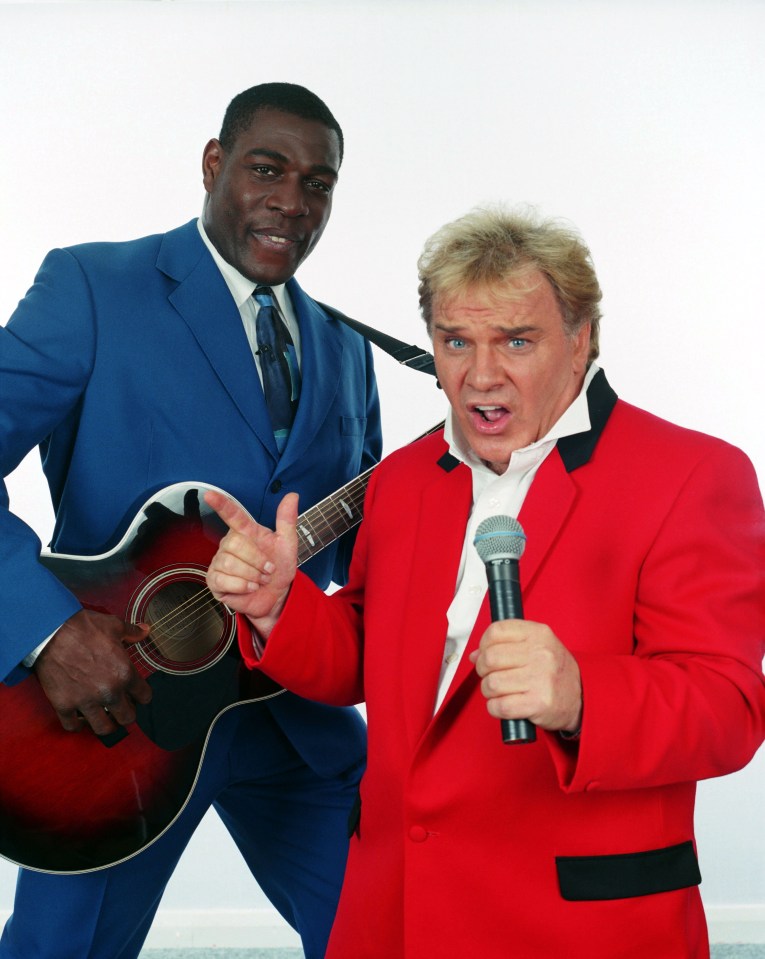  Frank Bruno and Freddie Starr smile for the camera in a 1994 pic