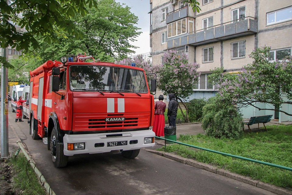 Emergency services outside the home where Alexandra and her parents lived