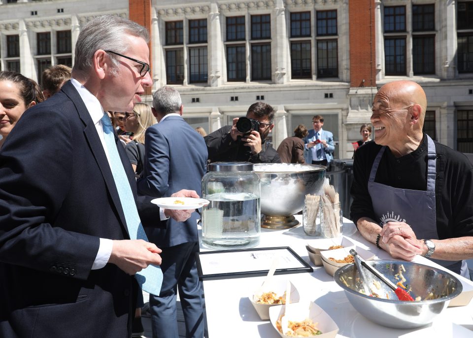  Michael Gove at a food event with chef Ken Hom in London today