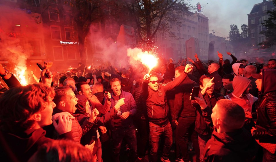  Ajax fans gathered in Amsterdam to celebrate their side's heroics